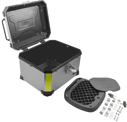 Universal Motorrad Top Case 46L Roller Starrer Koffer Reflektierende Platte Silber
