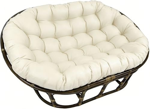 ZTGL Polster für Papasansessel Doppeltes, Übergroßes Papasan Egg Chair Kissen mit Bändern, Komfortables Sitzkissen für Gartenmöbel, Dicke Wasserdicht Outdoor/Indoor,Beige,170x120cm