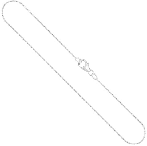 EDELIND Goldkette, Ankerkette rund Weißgold 750/18 K, Länge 42 cm, Breite 1.1 mm, Gewicht ca. 2.4 g., NEU