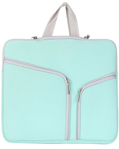 15 Inch Laptop Sleeve 360° Protective Case Cover with Two Lateral Pockets Zipper Handle with Great Space for Laptops/Notebooks/Ultrabooks/Netbooks Green