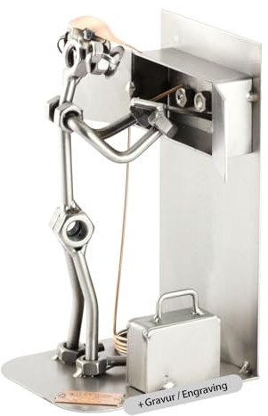Steelman24 Schraubenmännchen Elektriker mit persönlicher Gravur | Made in Germany,Handarbeit,Geschenkidee,Stahlfigur,Metallfigur