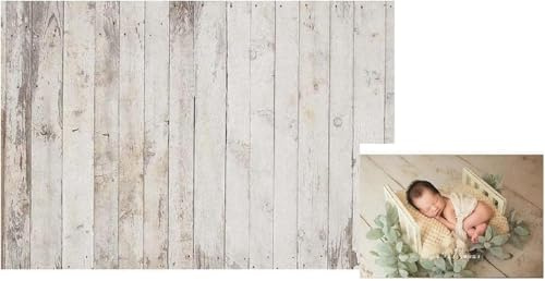WaW 2.2x1.5m Fotohintergrund Stoff Mottled Shabby Holz Hellgrau Fotografie Studio Video Hintergrund für Baby Newborn Kindergarten Fotoshooting, Nostalgie Holzoptik Fotoleinwand Hintergrund