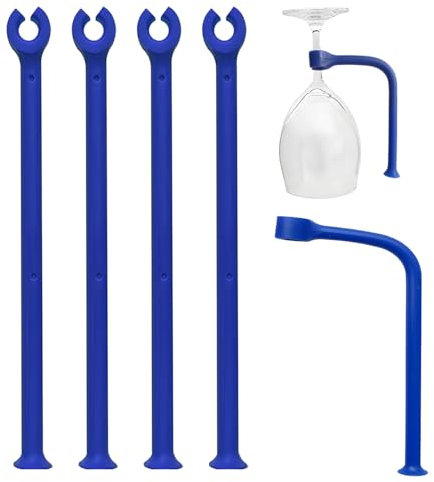 YouU Weinglashalter, Einstellen Silikon Weinglas Geschirrspüler Becherhalter Weingläser Halter Wein Champagner Cup Hangers Rack Halter mit Schrauben Safer Stemware Saver-Blau (Blau / 4 Stk)