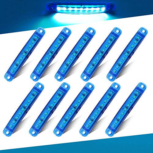 Teguangmei 10pcs Blu Luce di Posizione Laterale 9LED Luci di Avvertimento del Rimorchio Laterale Luci di Posizione del Camion 3.9 Luci di Ingombro Spia per Rimorchio del Veicolo 12-24V