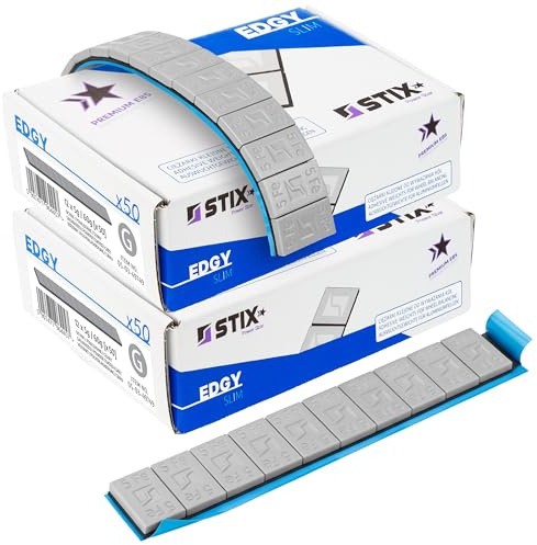 Stix Klebegewichte für Alufelgen Pulverbeschichtet 60 g 12x5 g 100 Stück | Pulverbeschichtet, Korrosionsbeständig, Präzise Auswuchtung