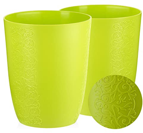 Tymar Blumentopf, 2er-Pack, Orchideentopf, Blumenkübel für Orchidee, Pflanzentopf aus Kunststoff, Moderne, schlanke, Runde Form (Grün, ø 12,5 cm)
