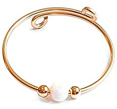 Thin Opal Ring-Anti Stress Anxiety Ring Gold-Stress Relief Fidget Worry Ring-Adjustable White Opal Anxiety Spinner Ring (sterling-silver)