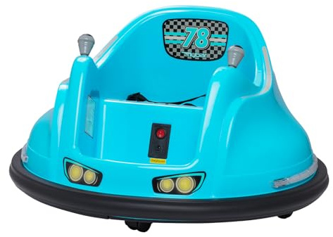Flybar FunPark 6V Bumper Car – 360° Electric Ride-On Toy with LED Lights, Safety Seat Belt, Soft Bumpers – Indoor & Outdoor Bumper Car for Kids Ages 1.5-4 Years, Supports Up to 66 lbs (No Remote)