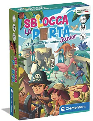 Clementoni - Sblocca la Porta Junior, Gioco da Tavolo, 2 Escape Room per Bambini 6+ Anni e Adulti, Ambientata in Luoghi Misteriosi, 1-6 Giocatori, Idea Regalo Made in Italy, Lingua Italiana, 16774