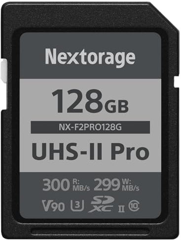 Nextorage SD Karte 128GB UHS-II SDXC, japanische speicherkarte datenspeicher SD Card, Kamera Zubehör für Nikon/Canon/Sony/Fujifilm/Nintendo Switch, F2PRO NX-F2PRO128G