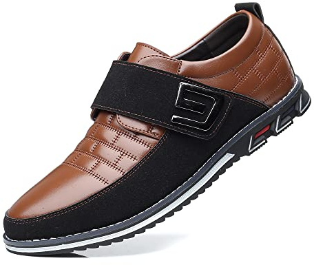 Mocasines de Hombre de Cuero de Primera Calidad Comfort Business Casual Oxford Zapatos de Vestir Zapatillas de Vestir Oficina de Oficina de conducción（Marrón,42 EU
