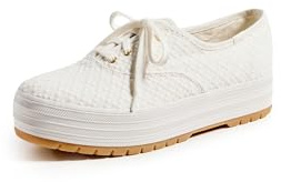 Keds kvinnors plattform fläns snörning sneaker, Vit Öljett, 38 EU