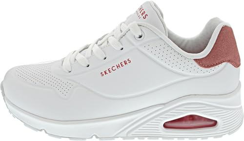 Skechers Uno, Sneaker Donna, White Durabuck Coral Suede Trim, 41 EU
