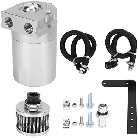 Vomeko Oil Catch Can Serbatoio Separatore Olio Lato Passeggero con Filtro di Sfiato, Compatibile con F Ord F150, Raptor, Expedition (2011-2021), Per Motori 5.0L, 2.7EB, 3.5EB(argento)