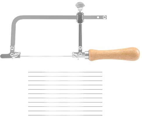 Littlecatch Scie à chantourner avec cadre en acier et 12 scies à fil de 1 mm de diamètre, coupe précise pour bois, pierre, jade et métal, outil à main multifonction