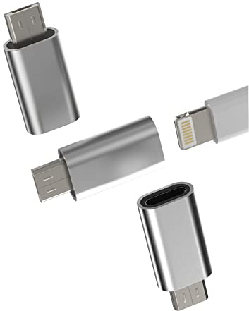 Adaptador de carga Lightning hembra a micro USB macho (paquete de 3) compatible con Samsung Galaxy S7 Active S6 Edge Nexus Note 5 4 Android Cable de carga Cable de carga