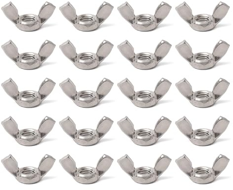 QXSKSLH 50PCS 1/4-20 Wing Nuts,304 Stainless Steel Wing Nuts Butterfly Nut Fasteners Parts Screws Hand Twist Tighten Ear