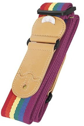 puzzlegame Regenbogen-Gitarrengurt, gestreifter Gitarrengurt - Gestreifte Regenbogen verstellbare Gitarrengurte,Atmungsaktiver, bequemer, breiter, bunter Gitarrengurt für Ukulele, Akustikgitarre
