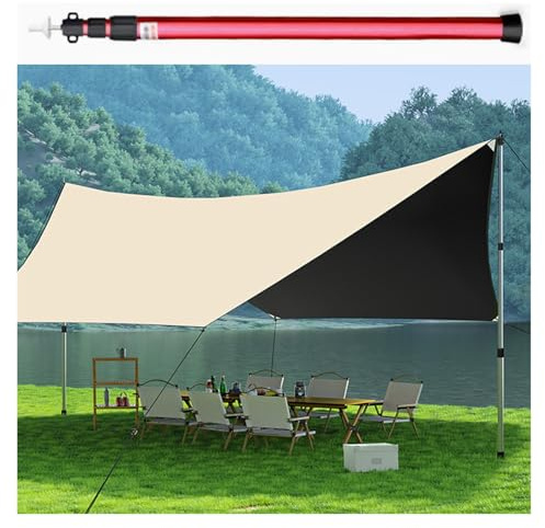 MZZKFC Telescoping Camping Tarp Poles Adjustable Length, 37.8 in Aluminum Alloy Tent Poles with Silicone Non-Slip Feet Cover, Lightweight Outdoor Awning Pole(Red)