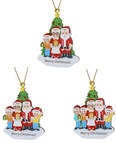 Jewelora Personalisierte Weihnachtsanhänger mit Namen Weihnachtsbaumschmuck Familie Deco Weihnachtsdeko Holz Aufhängen für Kamin Innenbereich Xmas Geschenke (A)