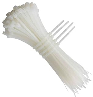 bridas de poliamida (40 uds) 3.6 x 200 mm, color blanco, para sujeción y organización de cables y objetos en proyectos de bricolaje y electricidad.