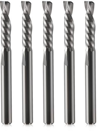 EU_HOZLY 1 fresa de corte en espiral UP&DOWN Bit Router Bit 4 mm, vástago de 4 mm, longitud de corte de 17 mm, longitud total de 45 mm, fresa para trabajar la madera, 5 unidades (4 x 17 x 45)