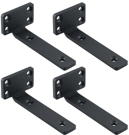 Mooche 4Pcs Floating Shelf Brackets, Black Shelf Brackets, Heavy-Duty Metal L-Shaped Shelf Bracket, 100MM*50MM for Shelves Support Wall Hanging Supporting Suspended Items