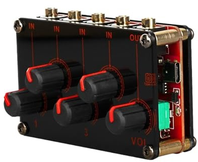DIGNIFE Mixer per DJ, Console di missaggio analogico Portatile a 4 canali, Mixer di Linea, Mixer Stereo di altissima qualità, Alimentazione USB 5V