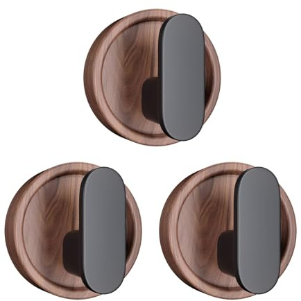 Jugen Coat Hooks - Set of 3 - Solid Premium Black Walnut Heavy Duty Wall Hooks, No Drill, Modern Wooden Hooks for Coats, Clothes & Bags – Versatile Towel Hooks (Stronghold Glue)