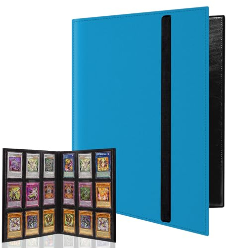 WAIZHIUA Raccoglitore per carte da collezione con 9 tasche, 540 tasche, con cinturino elastico, in pelle PU, per carte sportive Pokemon Yu-Gi-Oh