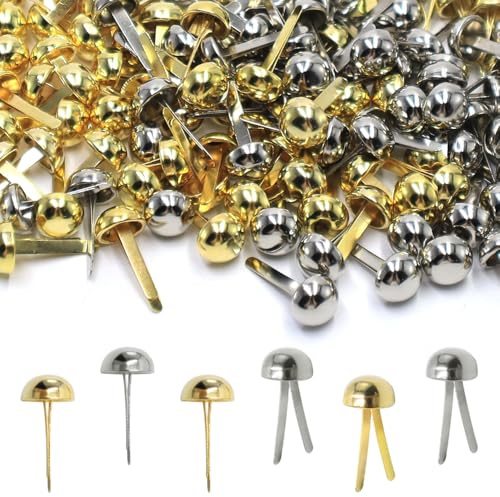 lyualma 400 Pièces Argent Doré Clips Bipodes Tête Ronde Attache Mini Scrapbooking à Tête Ronde Accessoires de Décoration 8x18mm pour Création de Cartes et Travaux Manuels