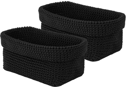 Lvjkes Aufbewahrungskorb, 2 Stück Häkelkorb, Falten Korb für gästehandtücher, Geeignet für die Aufbewahrung zu Hause - 21cmx13cmx15.5cm