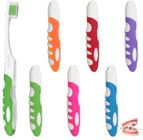 BOULESENM 6 spazzole per denti da viaggio, mini spazzole per denti spazzolate morbide spazzolate pieghevoli da viaggio, per campeggio, viaggi, bambini e adulti