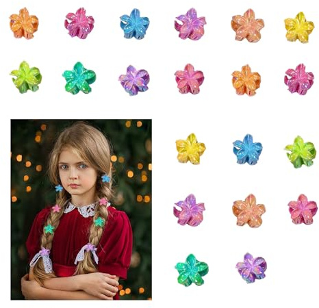 Kaizuca 20 Stück Blumen Haarklammern,2.5cm Niedliche Acryl Kleine Haarspangen, Rutschfeste Haar Jaw Clips,Haarstyling Zubehör für Frauen und Mädchen