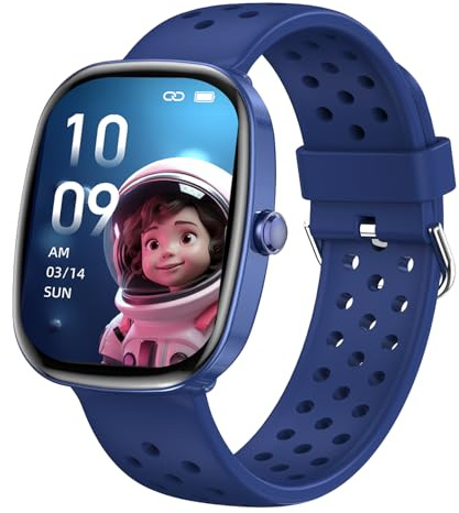 Tynggko Orologio Smartwatch Bambini, Orologio Fitness Tracker Smart Watch con 100 Modalità Sport, Cardiofrequenzimetro, 2 Giochi Puzzle, Sveglia, Regalo Smartwatch per Bambino 6+ Anni Regalo (Blu)