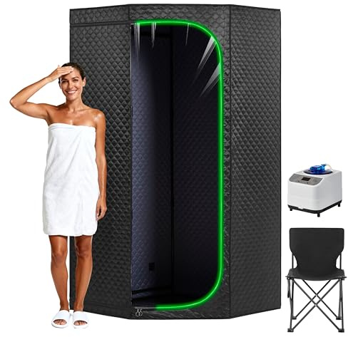 RRGFB Tienda de Sauna de Vapor para el hogar con Puerta Transparente, Sauna Interior portátil con Potente Calentador de Vapor, SPA Personal Plegable para Relajarse (pentagonal Individual, Negro)