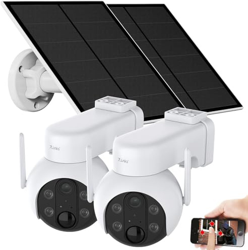 7links Outdoorkamera Solar: 2er-Set Außen-Solar-Überwachungskameras, 2K, Akkus, Pan-Tilt, WLAN,App (WLAN Kamera Akku, Aussenkamera mit, IP)