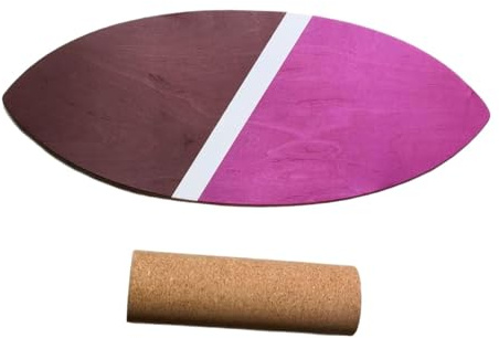 Wooden Surf Balance Board with Roller for Indoor Training, 31.69x11.42x0.59 Inch Balance Trainer for Surfing, Baseball, Skiing, Fitness- Multicolor