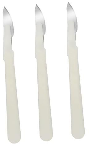 VICASKY Set 3pezzi Coltelli da Pane in Acciaio e Plastica Bianco, Facili da Usare e Pulire, per Cucina e Casa, Strumenti per Tagliare e Modellare Pane