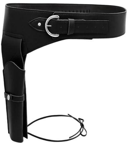 Cowboy-Holster, Leder-Cowboy-Waffengürtel, Verstellbarer Western-Waffengürtel für Cosplay, Maskerade, Party, Schwarz ·1