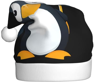 WHJSSF Penguin holding a windmill Printed Christmas Hat for Adult for men and women clothing headband for festive occasions