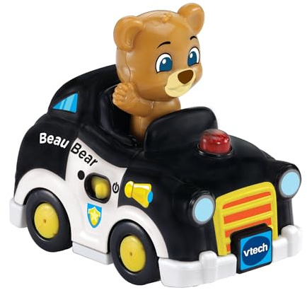 VTech Toot-Toot Drivers Beau Bear the Police Officer, English | Press Beau for songs, phrases and sounds; push the police car to build motor, language and imaginative skills. Ages 1-5