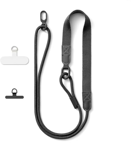 MORSUNBELA Handykette Universal Handyband zum Umhängen Verstellbar Schwarz