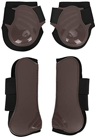 Protector de patas de caballo, carcasa de PU engrosada con almohadilla interior acolchada elástica, protectores de patas de caballo duraderos para saltar y entrenar, equipo (Un conjunto de tamaño