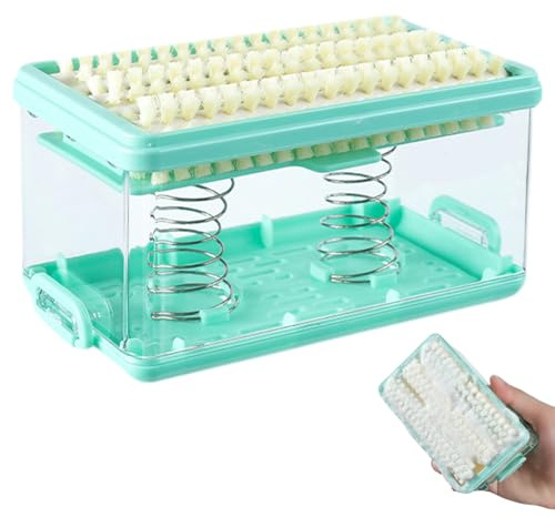 Jabonera con Cepillo para Ropa, Cepillo dispensador de jabón Multifuncional con Orificios de Drenaje, Caja de lavandería de Espuma de plástico para Limpiar la Ropa, Verde