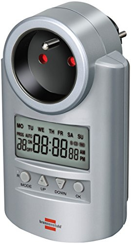 Brennenstuhl Programmateur hebdomadaire Digital Primera-Line DT | Prise programmable (20 programmes, compte à rebours, lecture aléatoire, sauvegarde des données, en intérieur) gris