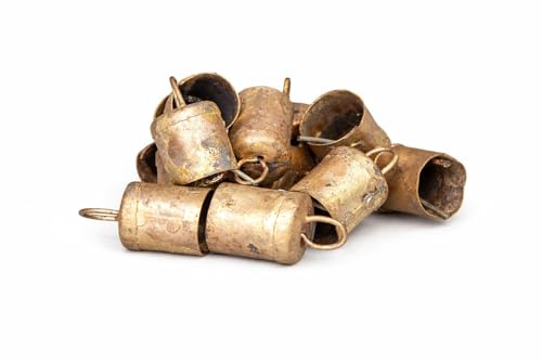 India Arts Ein Dutzend 2,5 cm hohe Blechglocken mit Metallklöppel, Hochzeit, Terrasse, Kirchenglocke