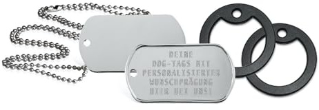 2 Stück personalisierte Erkennungsmarken | Dog Tag Kette mit Prägung | inklusive 2 Ketten & 2 Silencer im Set | diverse Texte und Motive möglich | Rambo | Militär Ausrüstung (Silbern Glänzend)