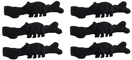 Zeckos 6 Piece Matte Black Forest Bear Cast Iron Drawer Pull Cabinet Knob Set