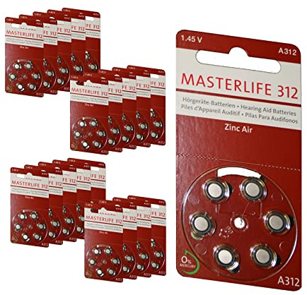 MASTERLIFE HÖRGERÄTE BATTERIEN Typ 312 PR41 braun A312 Batterie (120)